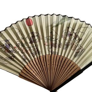 Korean silk folding fan with silk cover. New in box. 2 available.